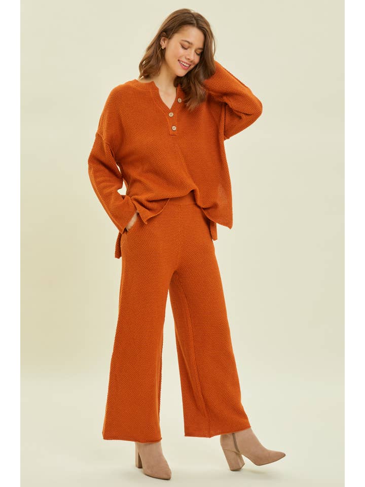 Heyson - Wholesale Knit Sweater - Women's - ESW1064P COMFY HI-LO OVERSIZED HENLEY SWEATER