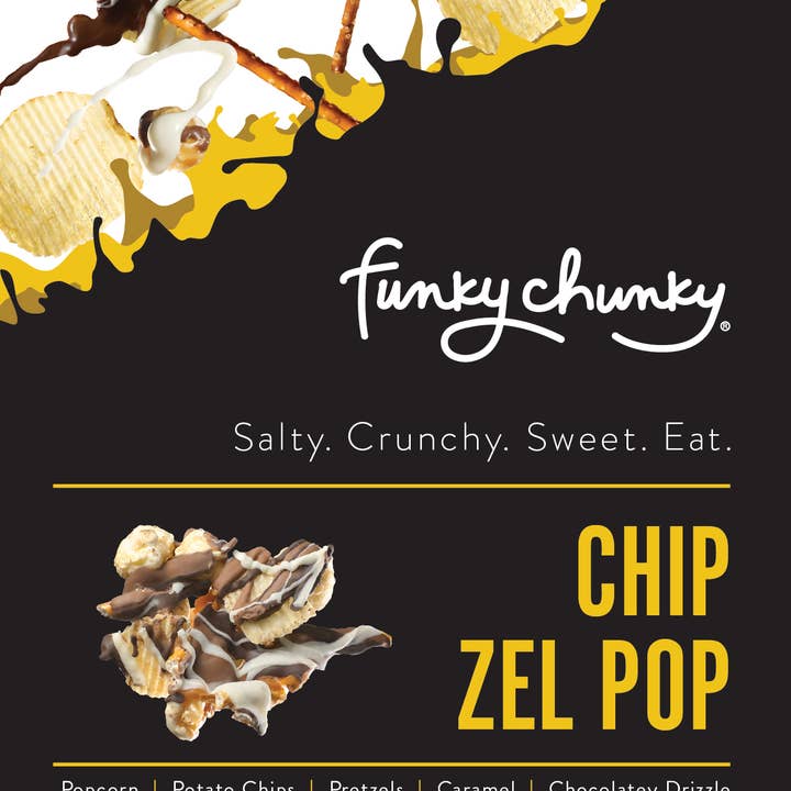 Funky Chunky - Wholesale Popcorn - Chip Zel Pop | Caramel Popcorn with Chocolate | 2 OZ Bags 3