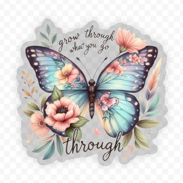 Vinyle "Grandis à travers ce que tu traverses", Autocollant, 3x3 po. pour la vente par Savannah and James Co