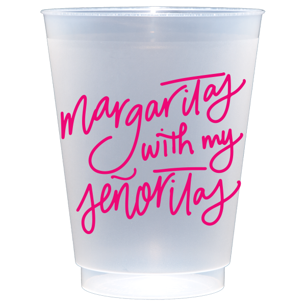 Birdie Mae Designs - Wholesale Disposable Cup - Margaritas with my Señoritas | Frosted Acrylic 16oz Set of 88