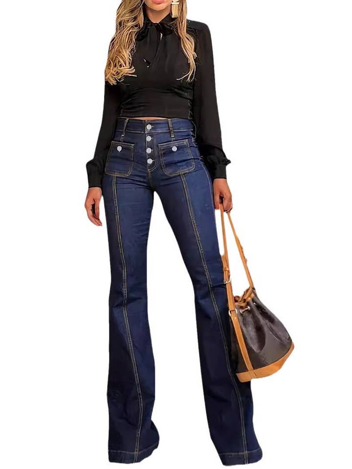 Marayn - Wholesale Jeans - Women's - 2025 Chic High-Waist Flare Jeans Spring Slimming Fit19