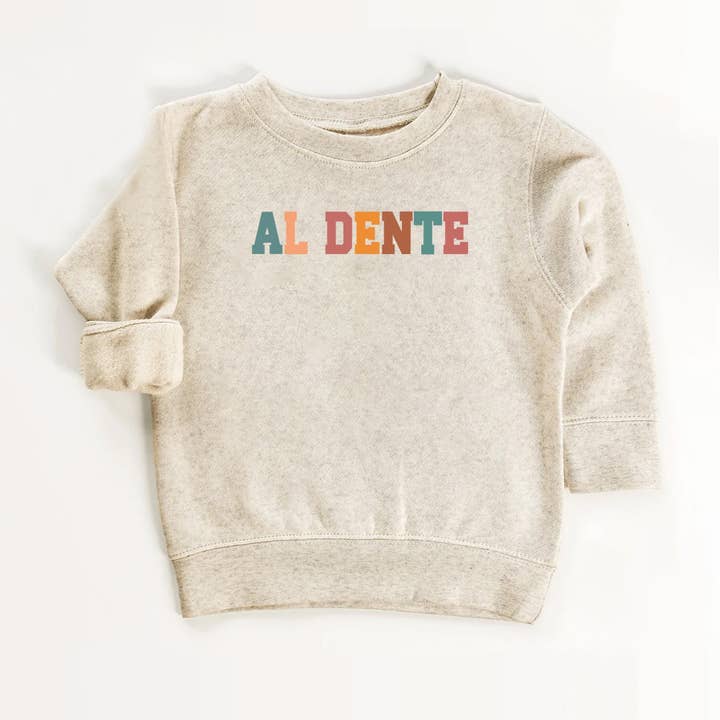 T-shirt per bambini "Al Dente" – design tipografico retrò a tema pasta per la vendita all'ingrosso da parte di EnjoyMyDesign
