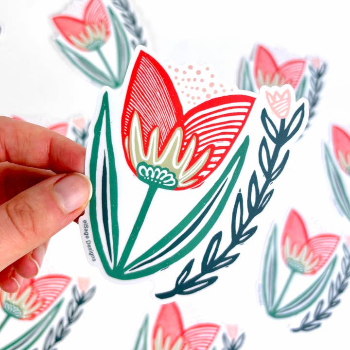 Folksy Tulip Sticker for wholesale by elSage Designs
