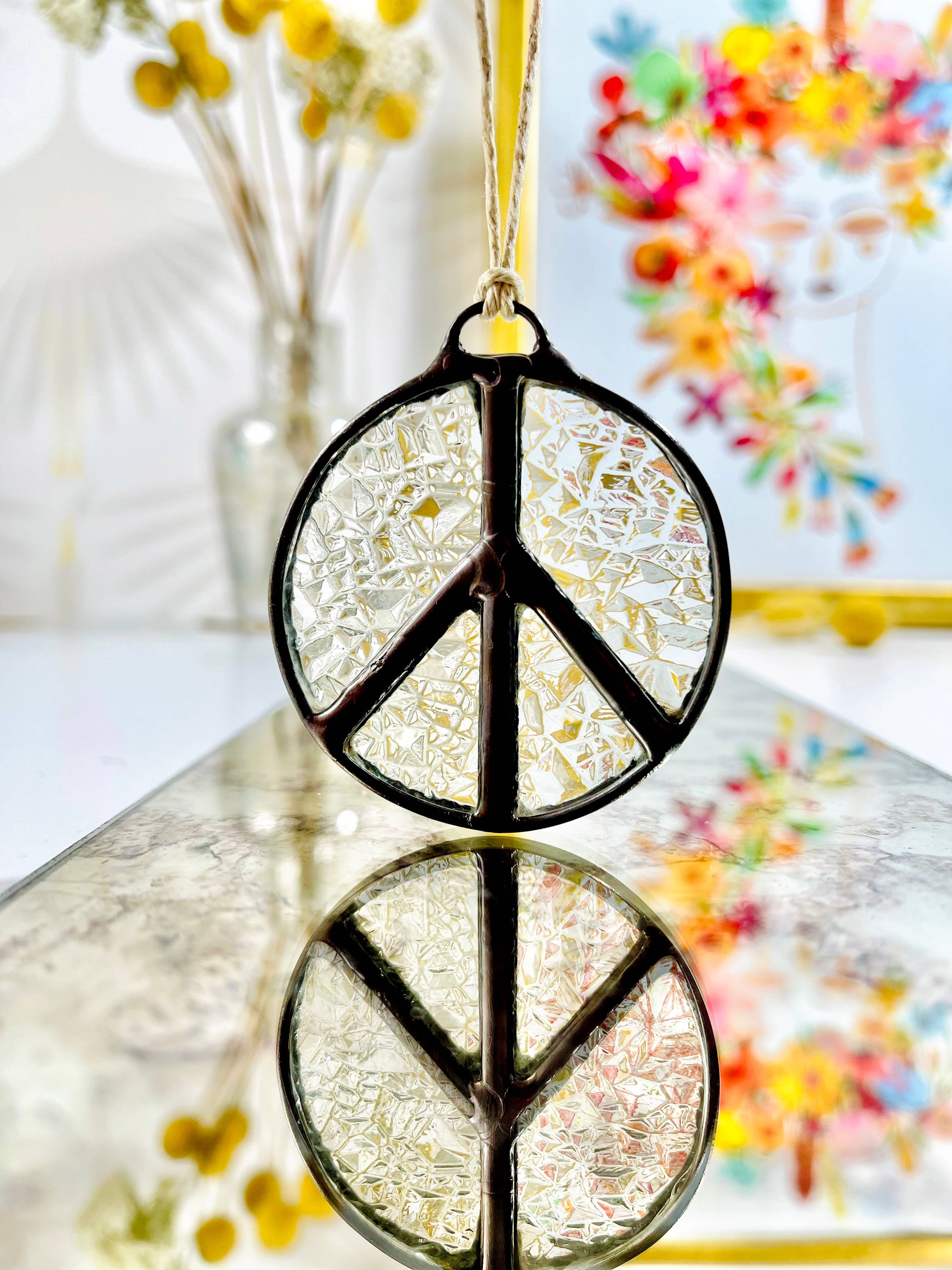 Samara Designs Studio - Wholesale Suncatcher - Glass Peace Sign Suncatcher5