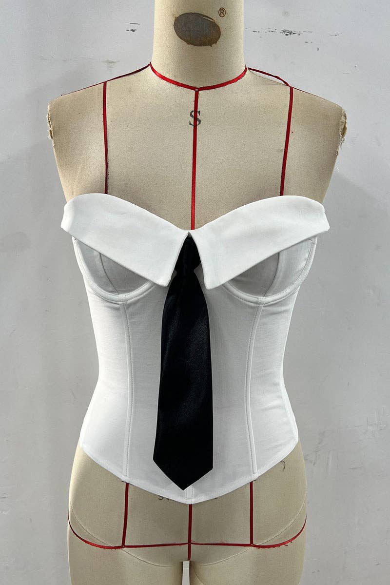 Mccolin - Wholesale Corset - Women's - Chic Tie-Front Corset Top1