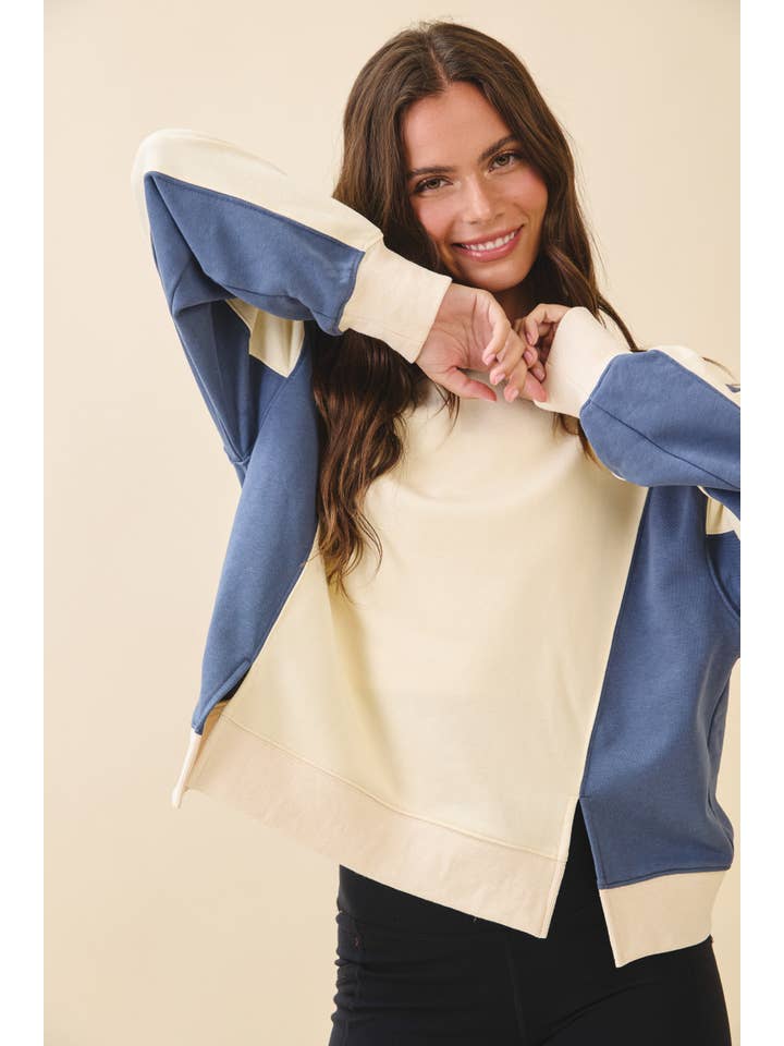 AEMI + CO - Wholesale Sweatshirt - Women's - 9106FK Colorblock Terry Pullover Sweatshirt30
