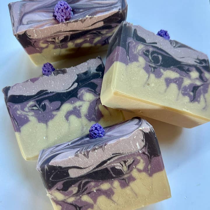 Black Raspberry Vanilla Swirl for wholesale by Slippery Bill’s Soaps