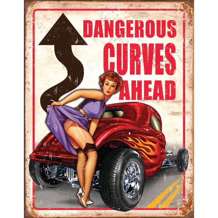 Desperate Enterprises - Wholesale Sign - Legends - Dangerous Curves Tin Sign