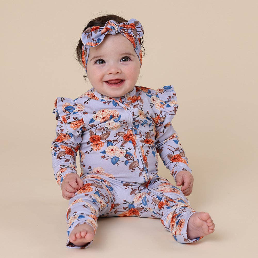 Snuggle Hunny - Wholesale Jumpsuit – Baby - Vintage Blossom Organic Snugglesuit Convertible Romper with Frill0