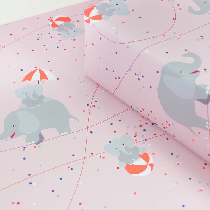 Geschenkpapier Circus Elephants für den Großhandel von Bow & Hummingbird