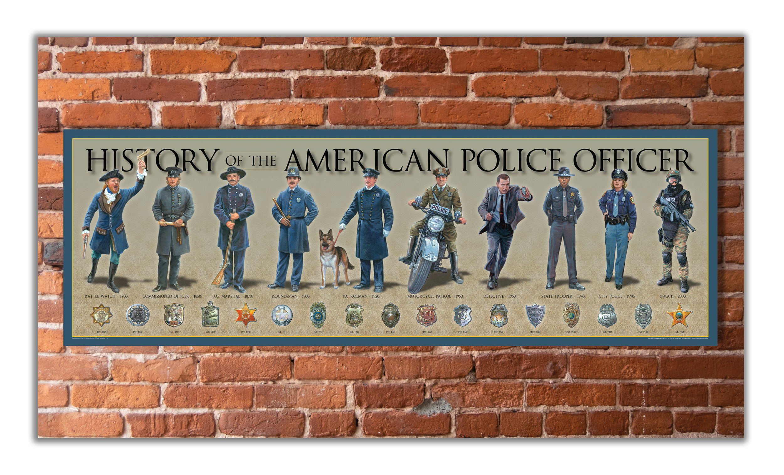 History America - Wholesale Art Print - History of the American Police Officer - Unframed 11 ¾" x 36"0