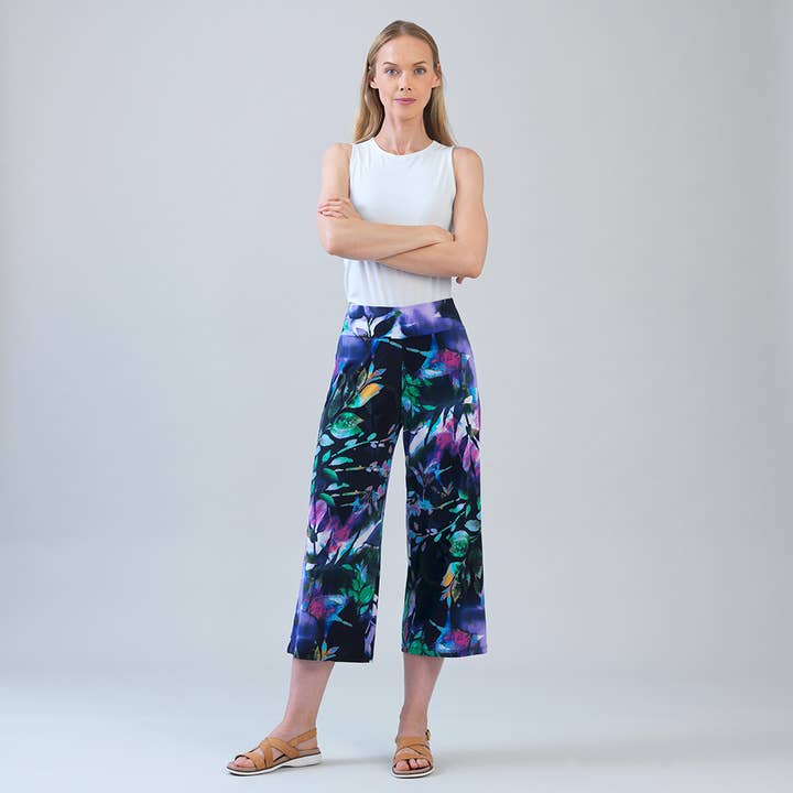 CPG5P26 - Gaucho à enfiler en maille douce à imprimés multiples pour la vente par Clara Sunwoo