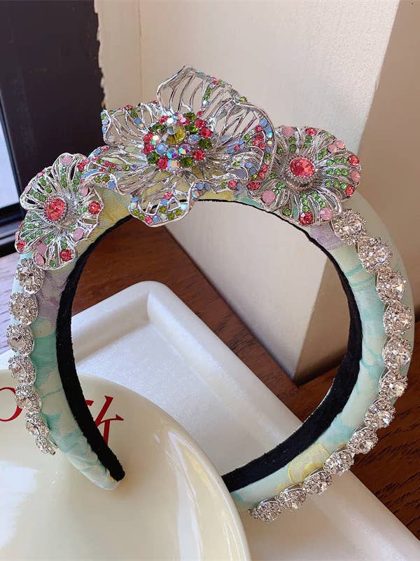 Floral Rhinestone Sponge Headband L4428 for wholesale by Ole