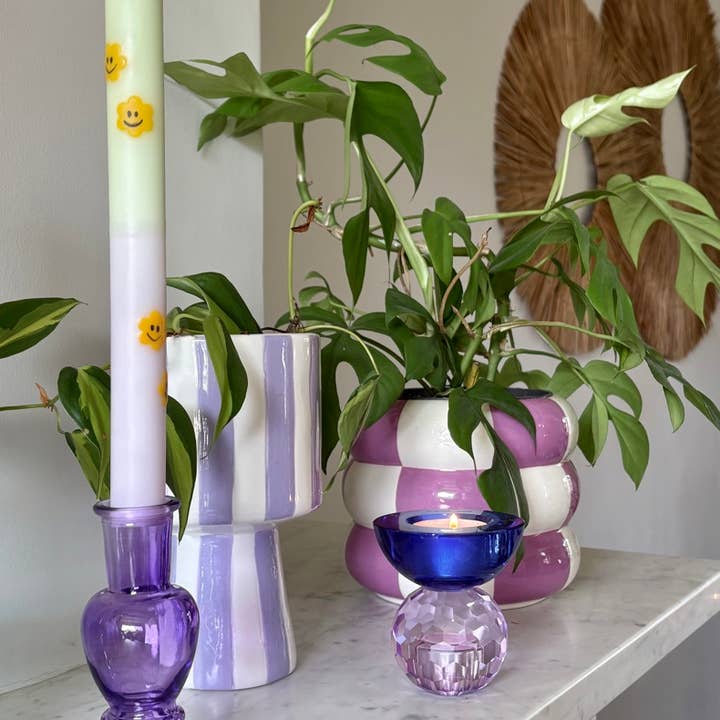 Aifcandles - Wholesale Candle Holder - Candlestick / Vase Venice Purple 11.3cm1