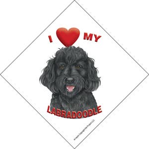 SJT Enterprises, Inc. - Wholesale Car Decorative Charm - Unisex - Labradoodle black labradoodle Auto Attitudes Car Signs with suction cup