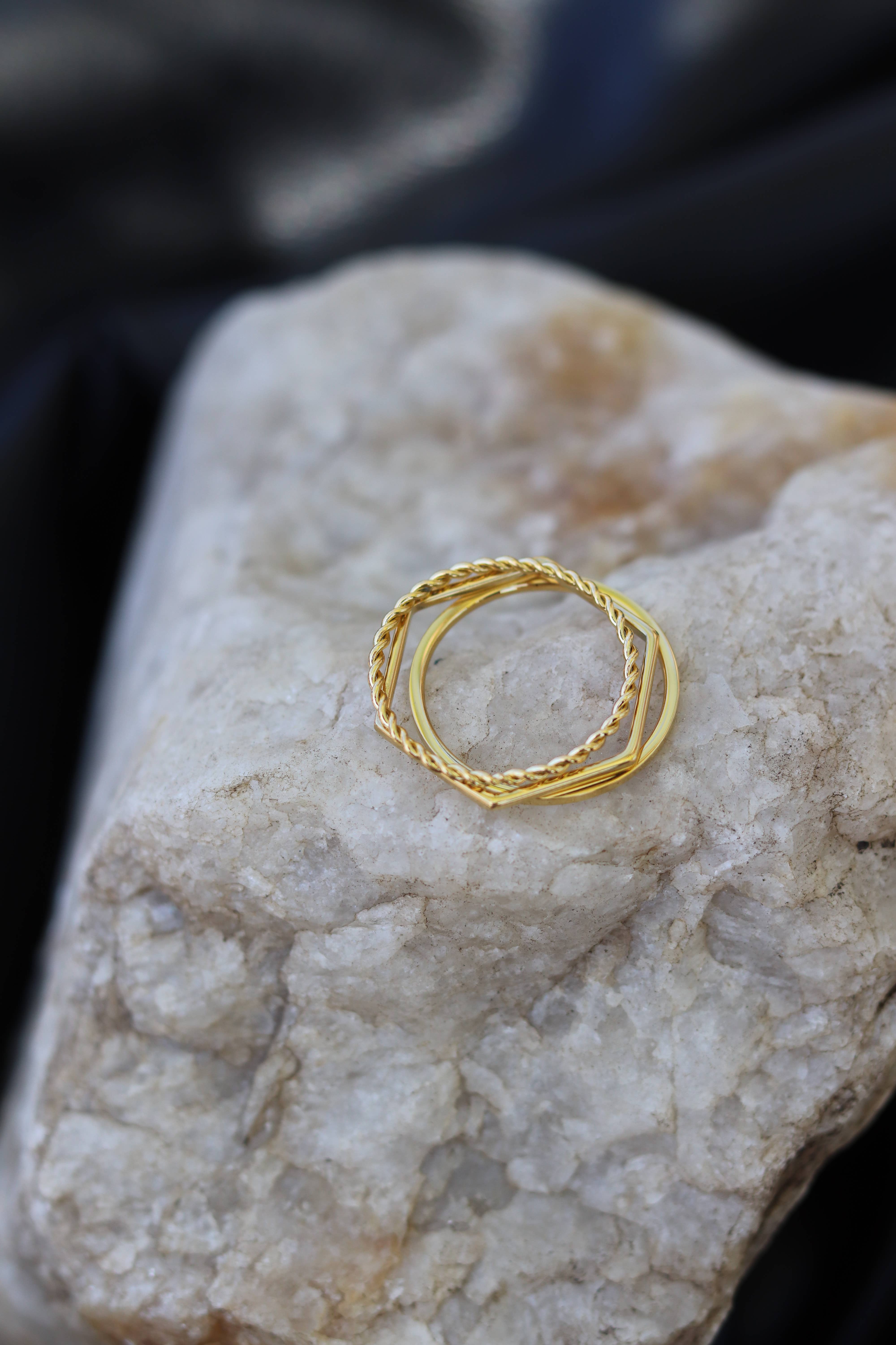 Cedar and Cypress Designs - Wholesale Band/Stacked Ring - Trip Ring - Gold (Size options) Water Proof