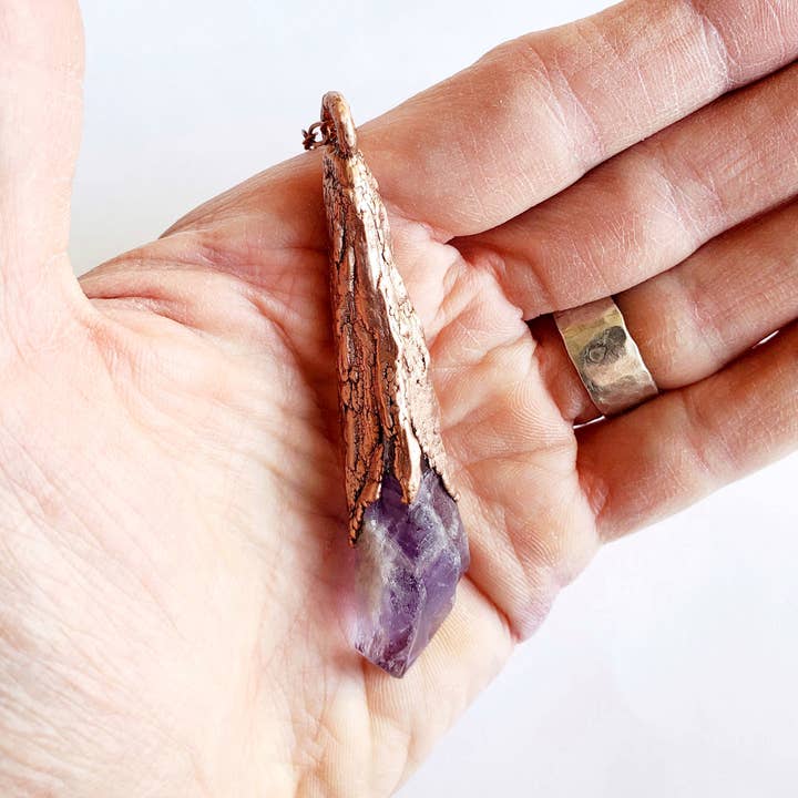 MergingMetals - Wholesale Pendant/Charm Necklace - Amethyst Elestial Wand Necklace