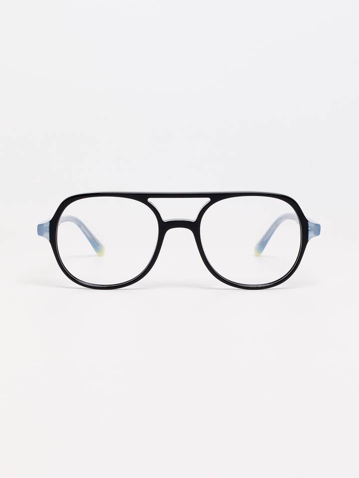 Montures Optiques Bicolores Noir Brillant / Bleu pour la vente par TIWI