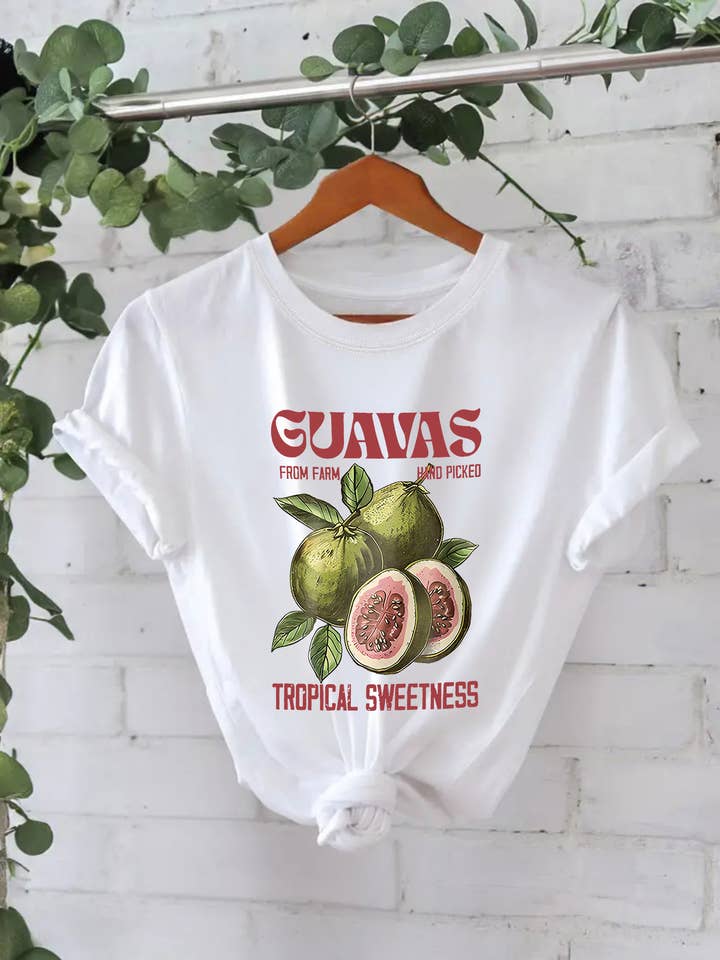 Country Style Tropical fruit GUAVAS Graphic cotton Tee for wholesale by HIDDENBRAND