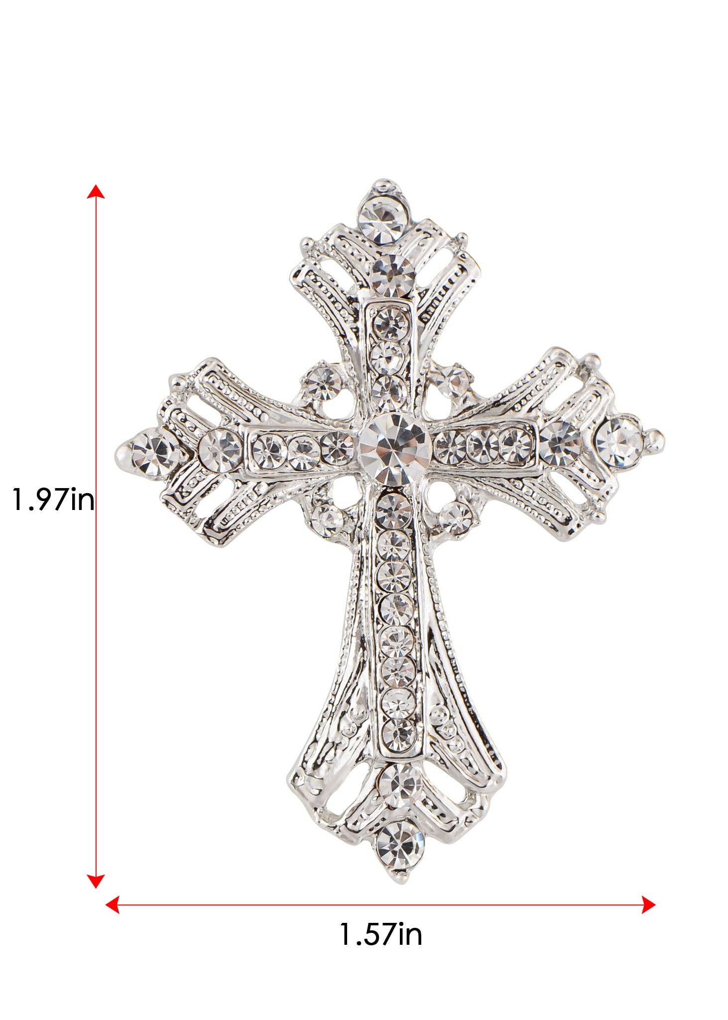 AK Brand - Vendita all'ingrosso Spille - Spilla a forma di croce religiosa argentata con strass53