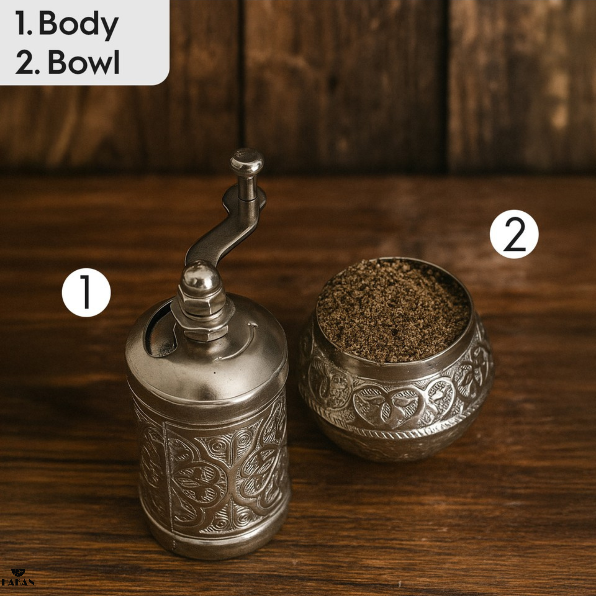 Hakan - Wholesale Pepper Mill - Copper Black Pepper Grinder, Refillable Spice Mill, 4.3 in24