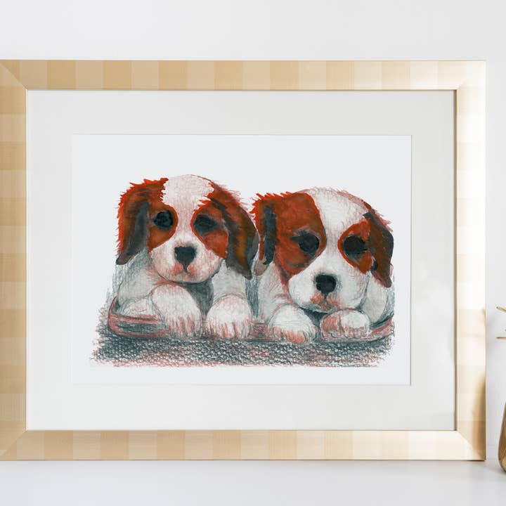 Twin Dogs Art Print for wholesale by Shades of Expression Designs