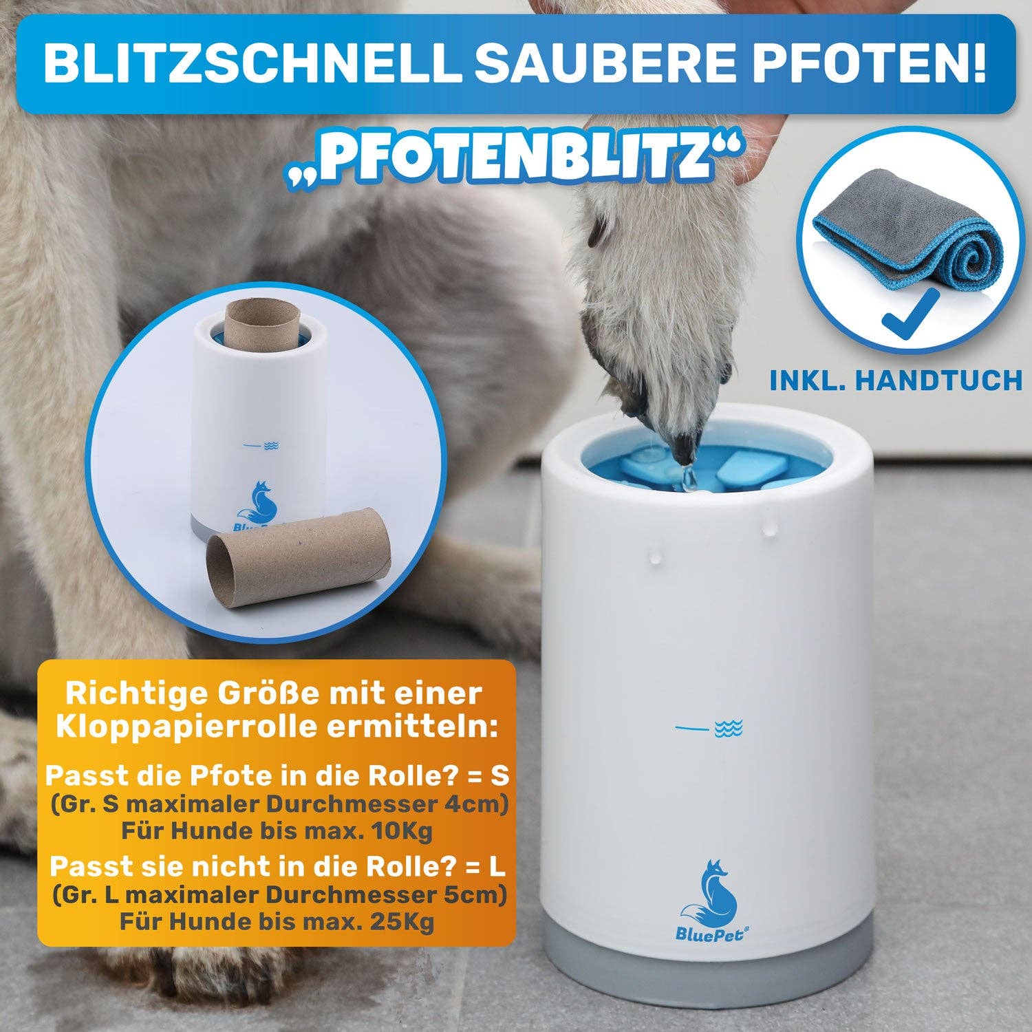 BluePet - Vendita all'ingrosso Strumento per la toelettatura del pelo - Cani - "PawBlitz" - detergente pratico per zampe di cani3