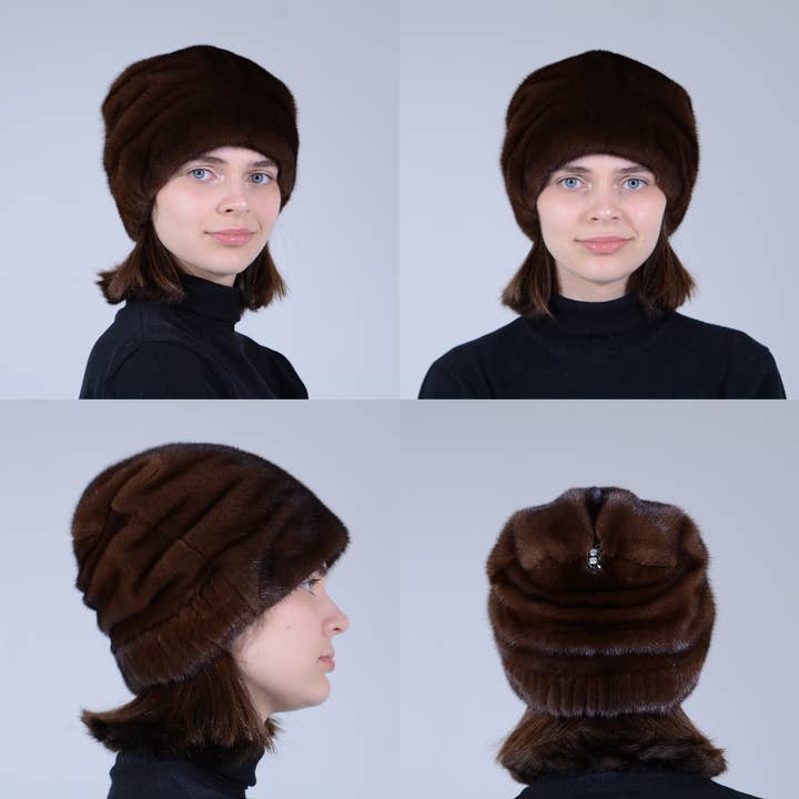 FurStyleUa - Wholesale Beanie - Women's - Real Fur Mink Women's Cap Winter Warm Luxury Fur Mink Hats