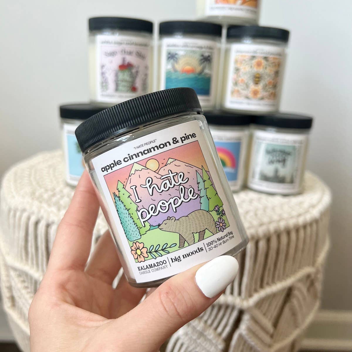 Big Moods - Wholesale Jar/Filled Candle - "I Hate People" Apple Cinnamon & Pine -  Luxury Soy Candle4