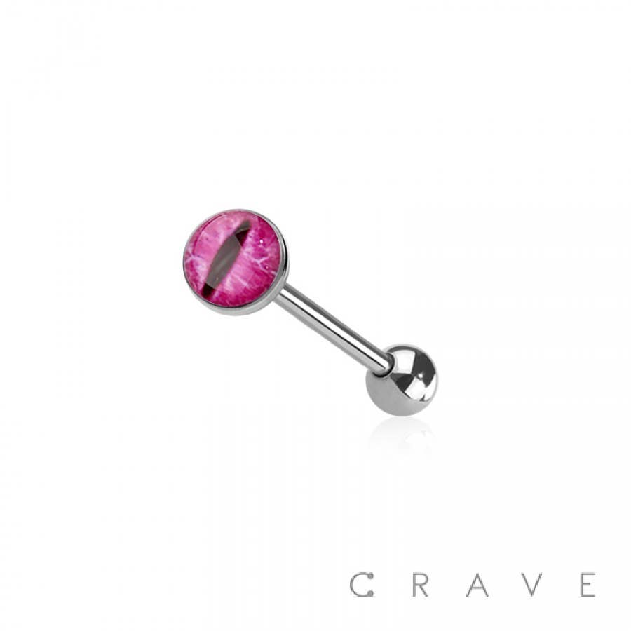 CRAVE – wholesale Tongue ring – EPOXY ACRYLIC EVIL DARK EYE 316L SURGICAL STEEL TONGUE BARBE2
