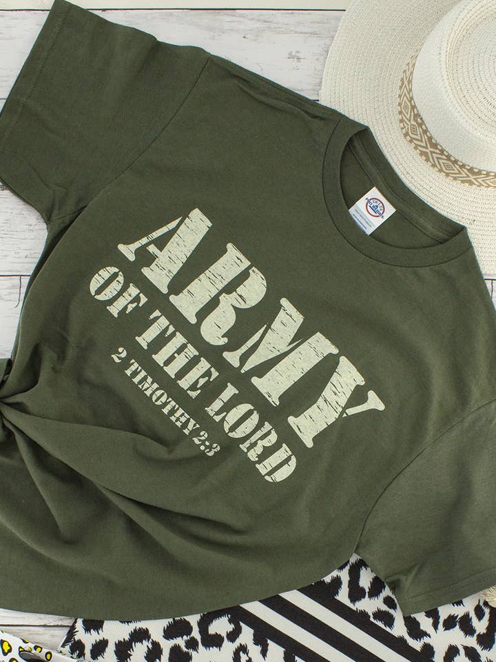 "ARMY OF THE LORD" Half Sleeved Round Neck Cotton Top T-Shir for wholesale by Suzie Q USA