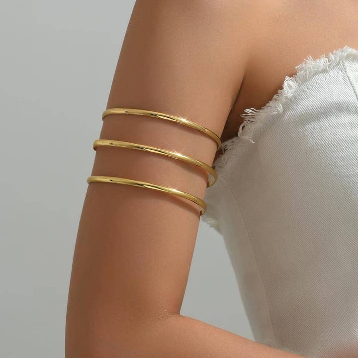 Dipped Shop - Wholesale Cuff Bracelet - Simple Layered Punk Arm Cuff DPJAC14
