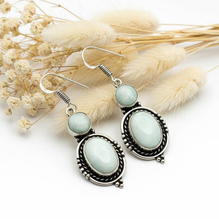 Boucles d'oreilles Pierre Larimar pour la vente par Produtos Namasté