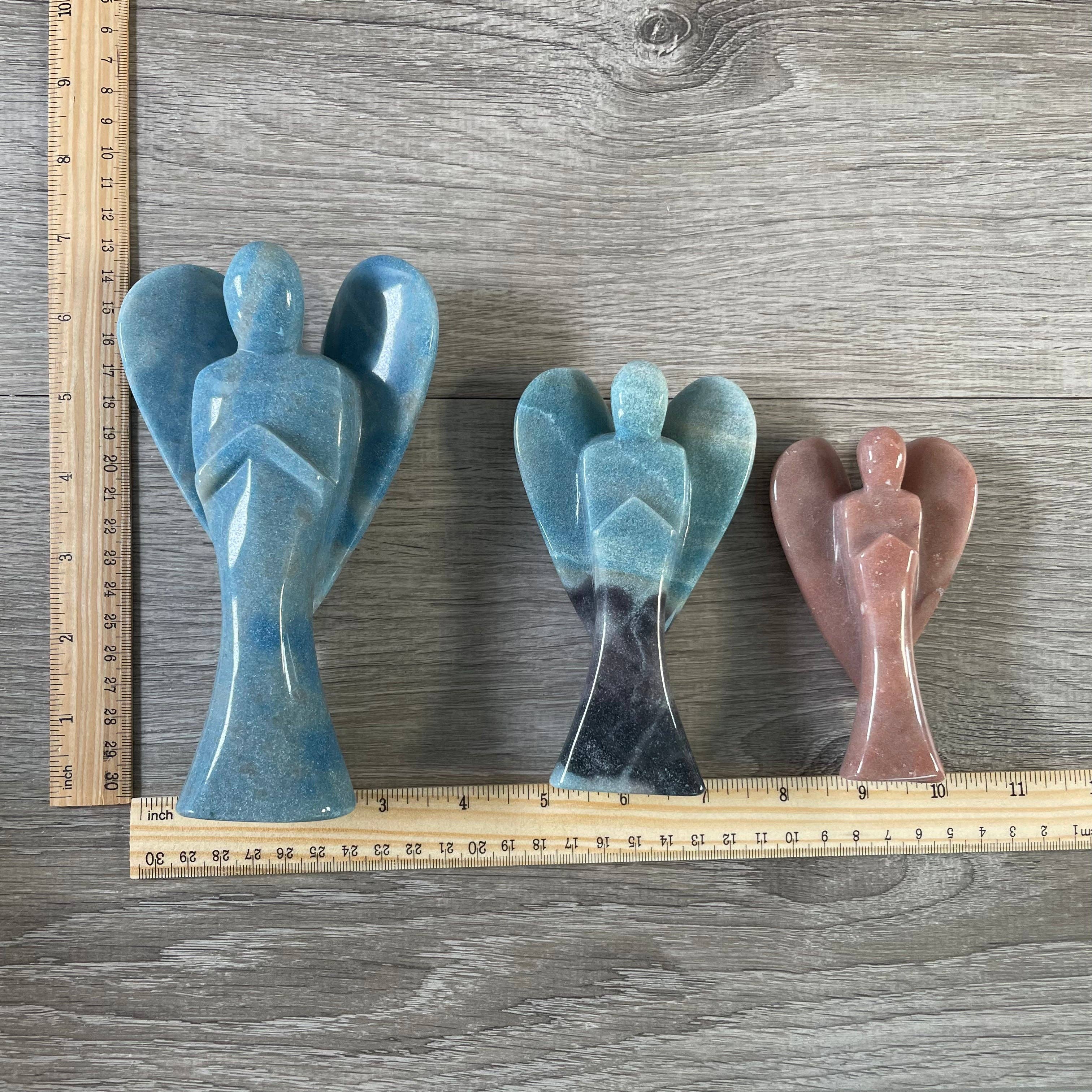 Keystone Crystals - Vente Pierre et cristal de spiritualité - Lot de 3 grandes figurines d'anges en pierres précieuses sculptées31