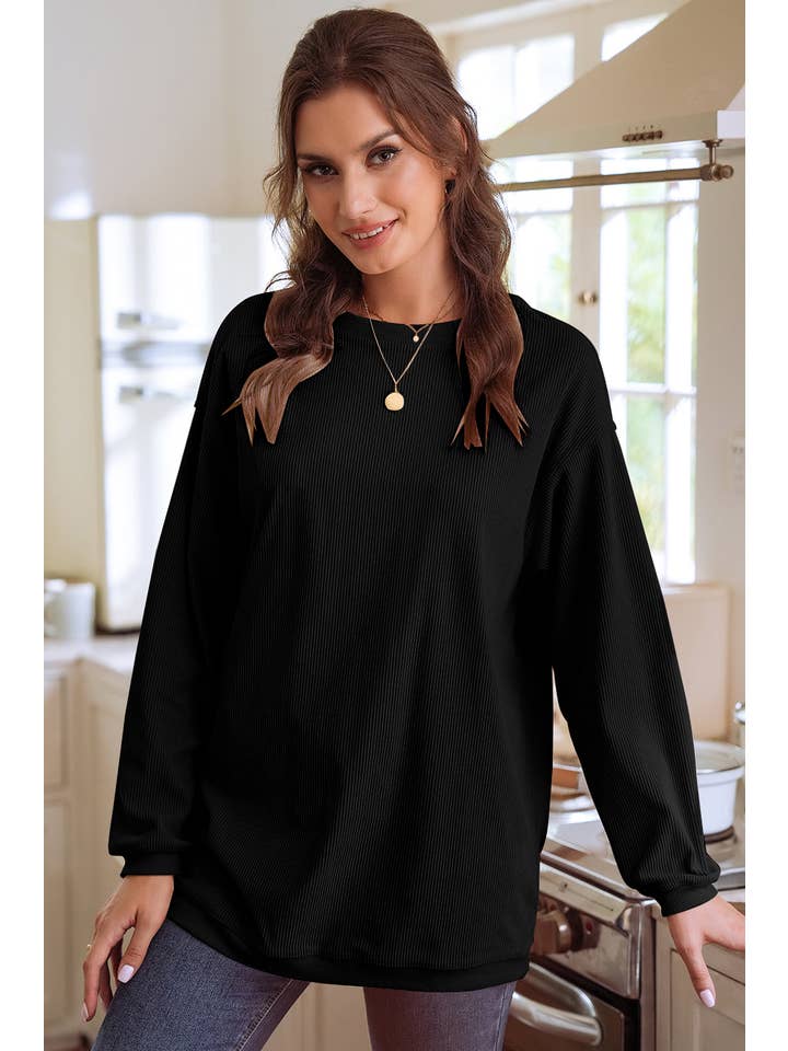 1 the Woman - Vente Sweat-shirt – femme - Sweat-shirt surdimensionné en velours côtelé S-3XL/ 16 couleurs