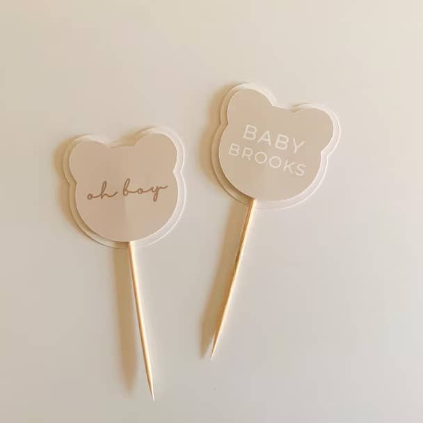 Uncouth Coco - Wholesale Cake/Cupcake Topper - Teddy Bear Cupcake Toppers for Baby Shower and 1st Birthday1