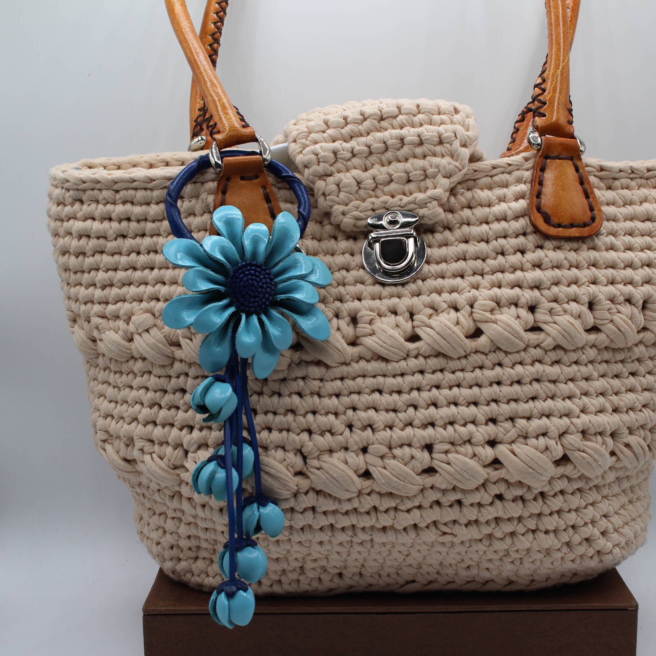 Sunflower Handmade leather inc – Porta-chaves - Mulher por atacado – Porta-chaves de flor de couro chaveiro bolsa charm.12