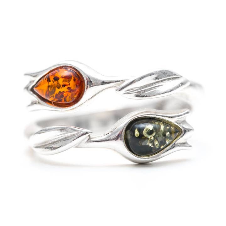 Zweifarbiger Bernstein-Tulpenring für den Großhandel von Baltic Beauty