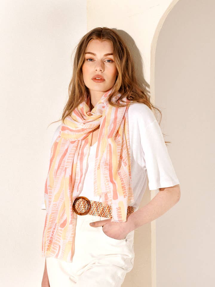 Striped Print Lightweight Scarf for wholesale by Angels Whisper Accessories