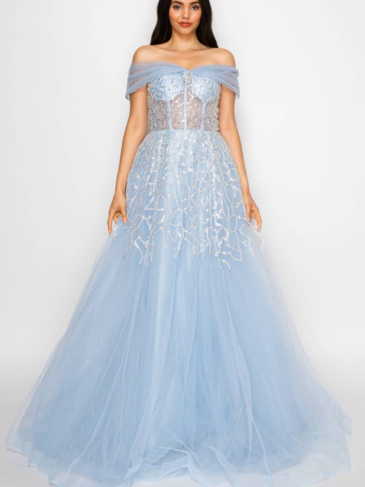 Vestido linha A com corpete de missangas Mash S#3458 por atacado de ILY From