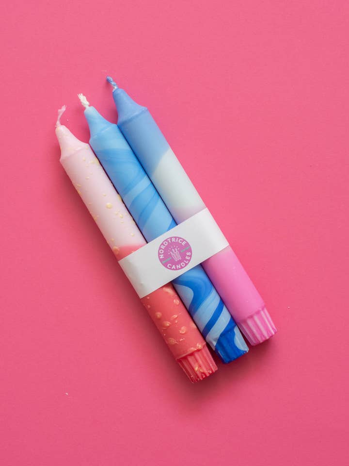 Taper candles- 3 pack/ summer blue for wholesale by Nordtrice