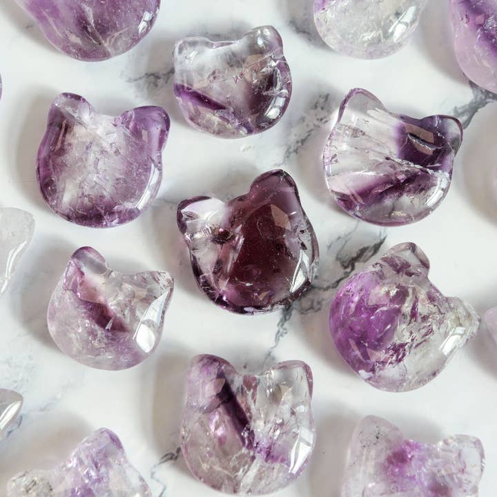 Cara de Gatito Amatista, Gato de Cristal para venta al por mayor de Natures Artifacts Inc