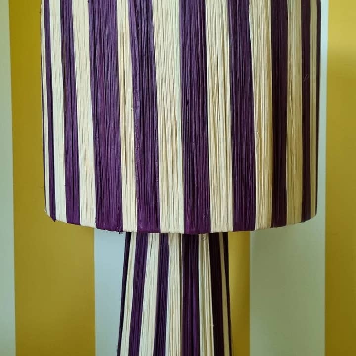 High crafty - Wholesale Accent/Desk Lamp - Handmade Moroccan Raffia Striped Lamp – Natural Fiber Table 4