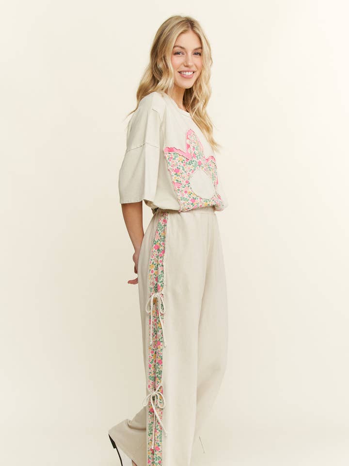 MineralWashed Bow Ribbon tie on the side Pants HP6418 for wholesale by J.Her