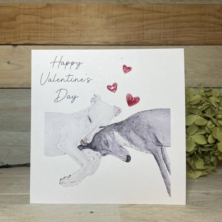 Cuddling Whippets Valentijnskaart voor wholesale door Arty Bee Designs