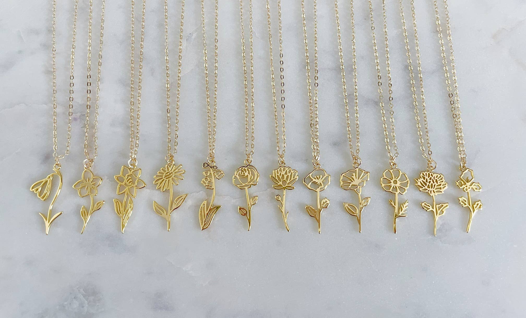 Laalee Jewelry - Wholesale Pendant/Charm Necklace - Gold Birth Flower Necklace, Birth Flower Spring Jewelry4