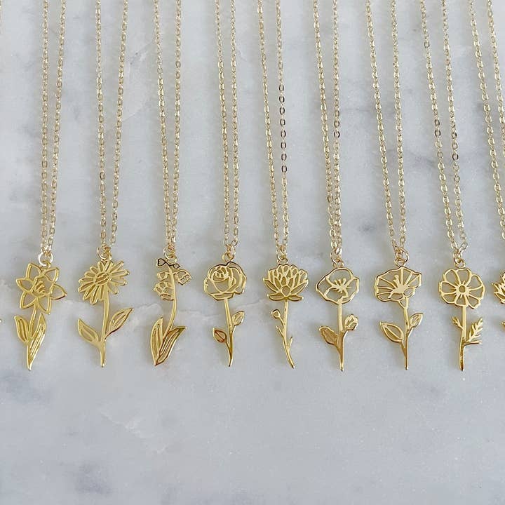 Laalee Jewelry – Engroshandel Halskæde med vedhæng – Guld fødselsblomst halskæde, fødselsblomst forårssmykker4