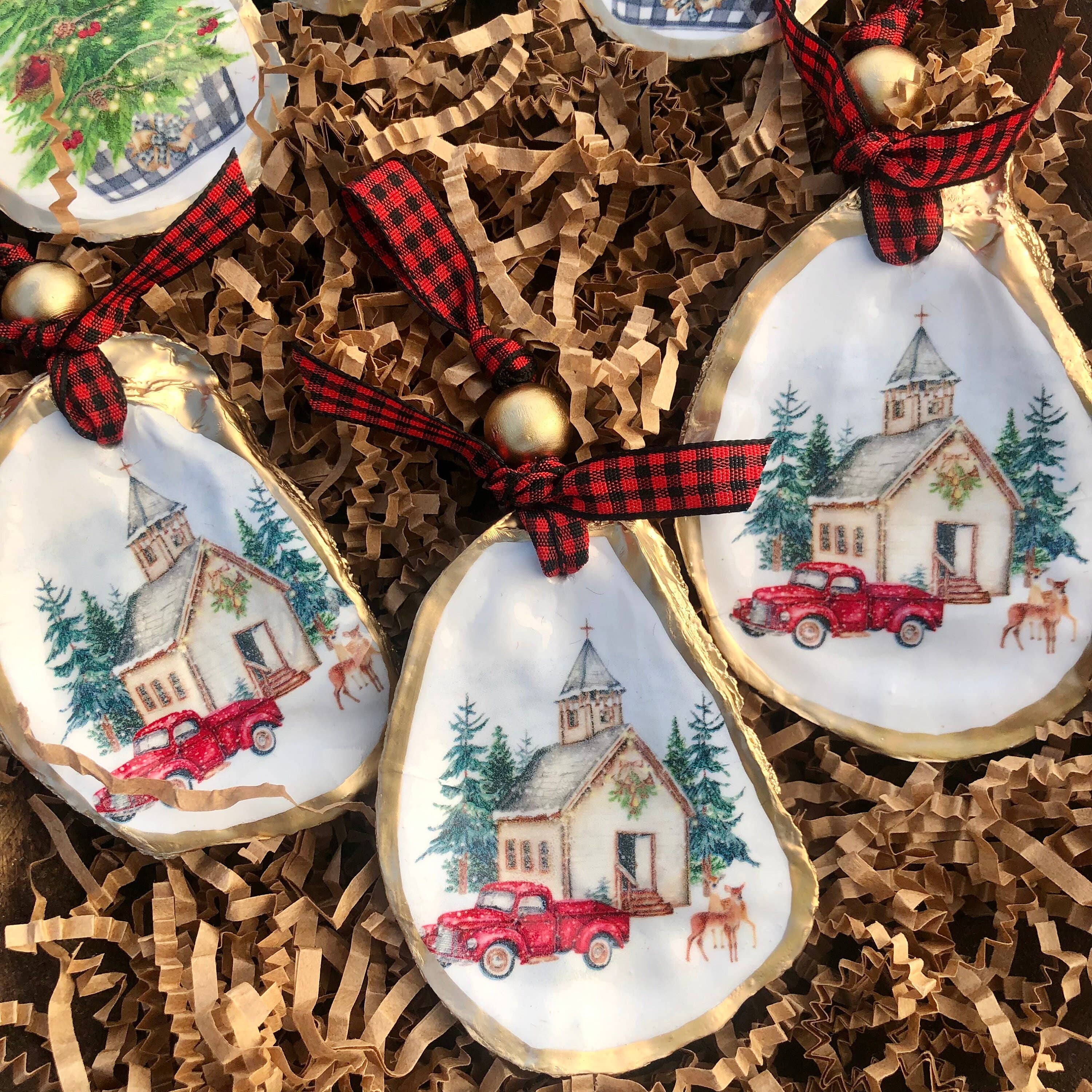 Place of Grace Designs - Wholesale Ornament - Oyster Ornament | Country Church | Cardinal Tree | Buffalo P4