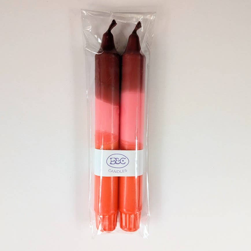 Elate and Co. - Vente Bougies/bougeoirs coniques - Bougies Dip Dye Orange+Rose+Marron3