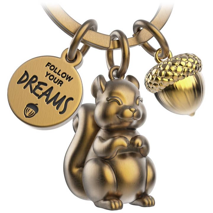 FABACH – Die Schlüsselanhänger-Schmiede - Wholesale Keychain - Unisex - “Follow your Dreams” squirrel keychain “Skippy” with engraving - sweet lucky charm encouragement2